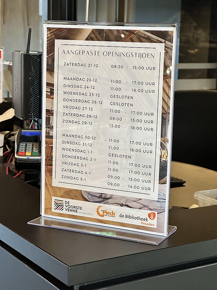 Aangepaste openingstijden